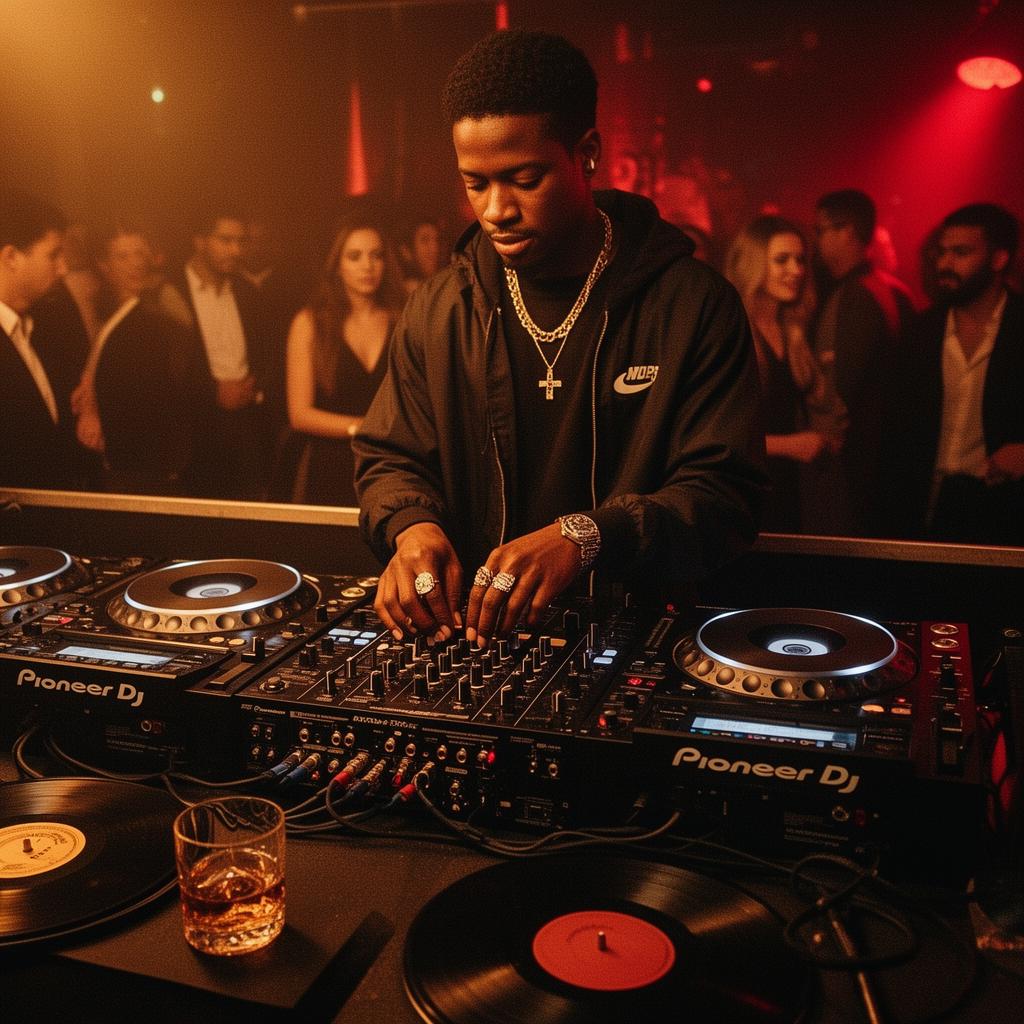 DJ on vintage turntables setting the tone of the evening